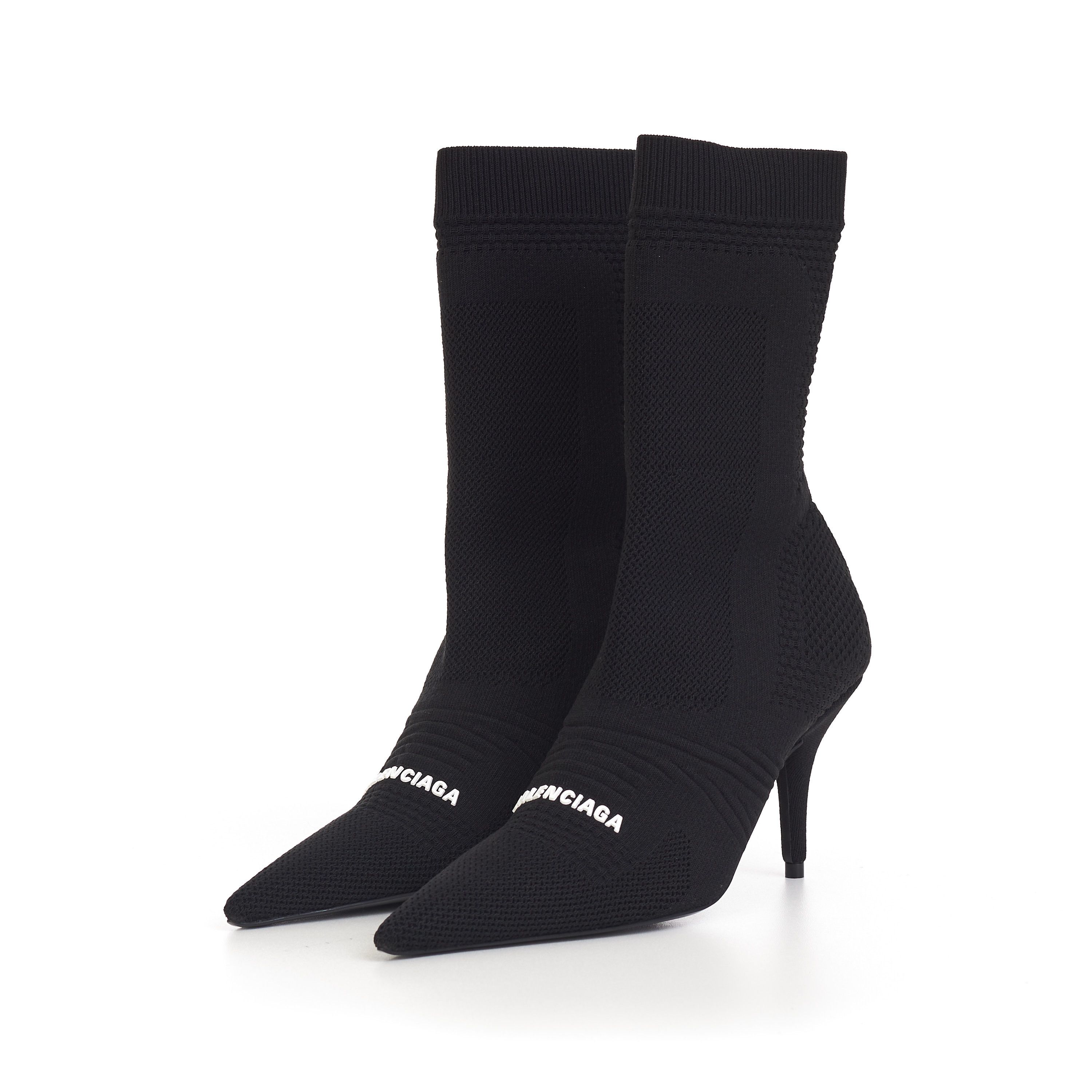 Balenciaga Knife Bootie In Black Textured Knit with Balenciaga logo Size US 5 / IT 35 - 4 Thumbnail