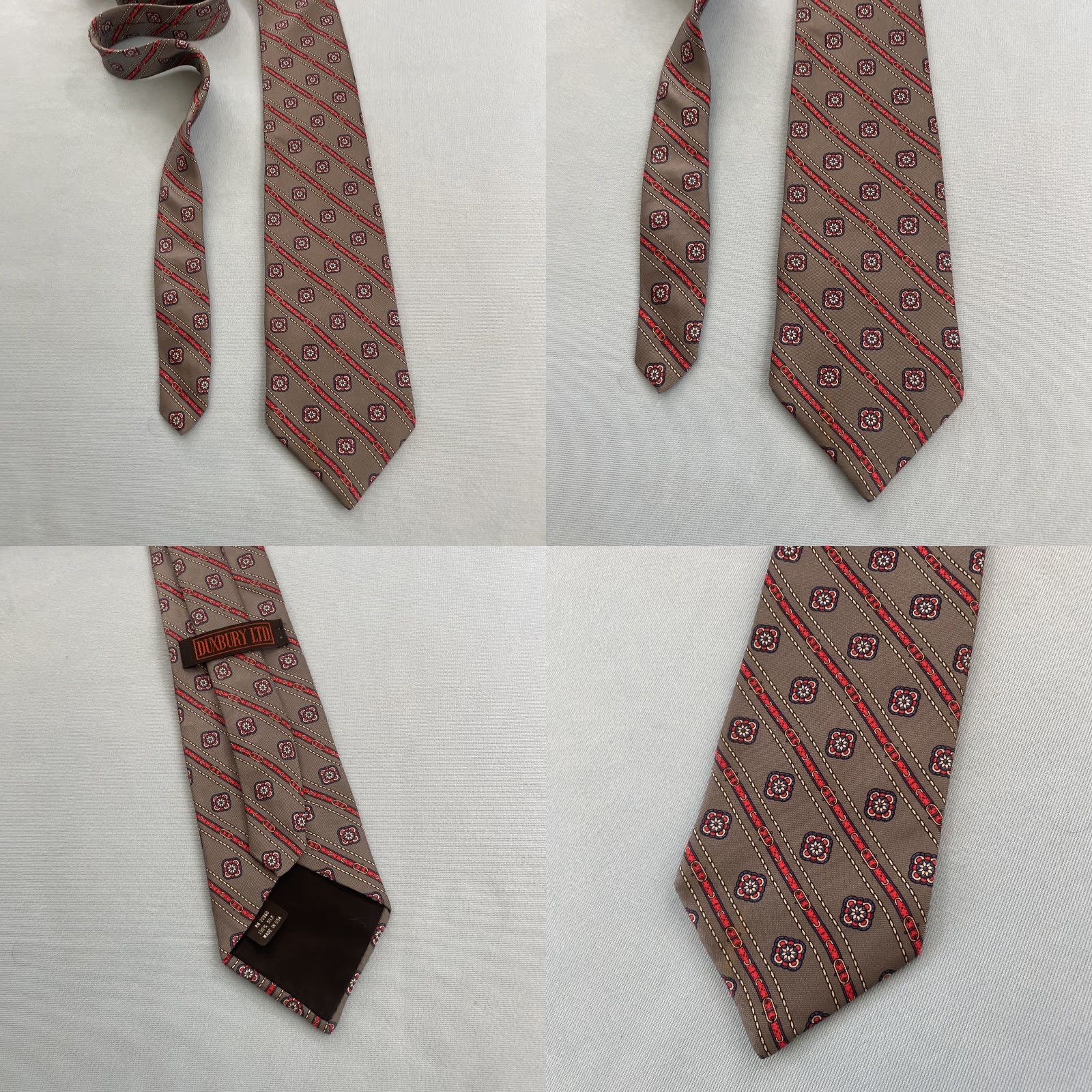 Vintage VINTAGE Duxbury Ltd. Silk Tie Art Deco Belt Neat Gray Repp Stripe Western Aztec Silk Tie 3x58 Mens Neckwear Belt Buckle Motif Size ONE SIZE - 10 Thumbnail