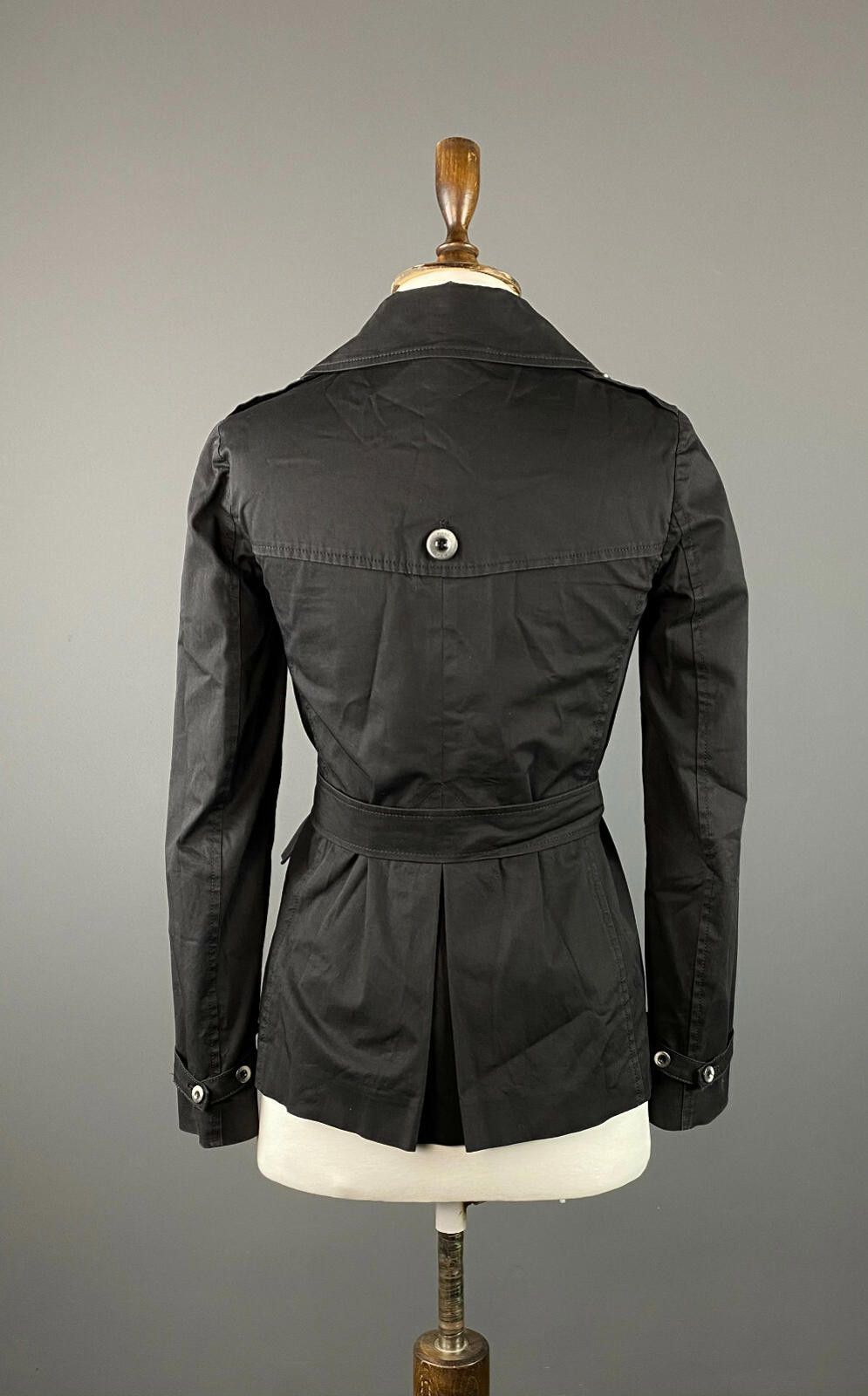 Pink Floyd Pinko Black Cotton Double Breasted Coat Size US 4 GB 8 IT 40 Size S / US 4 / IT 40 - 7 Thumbnail