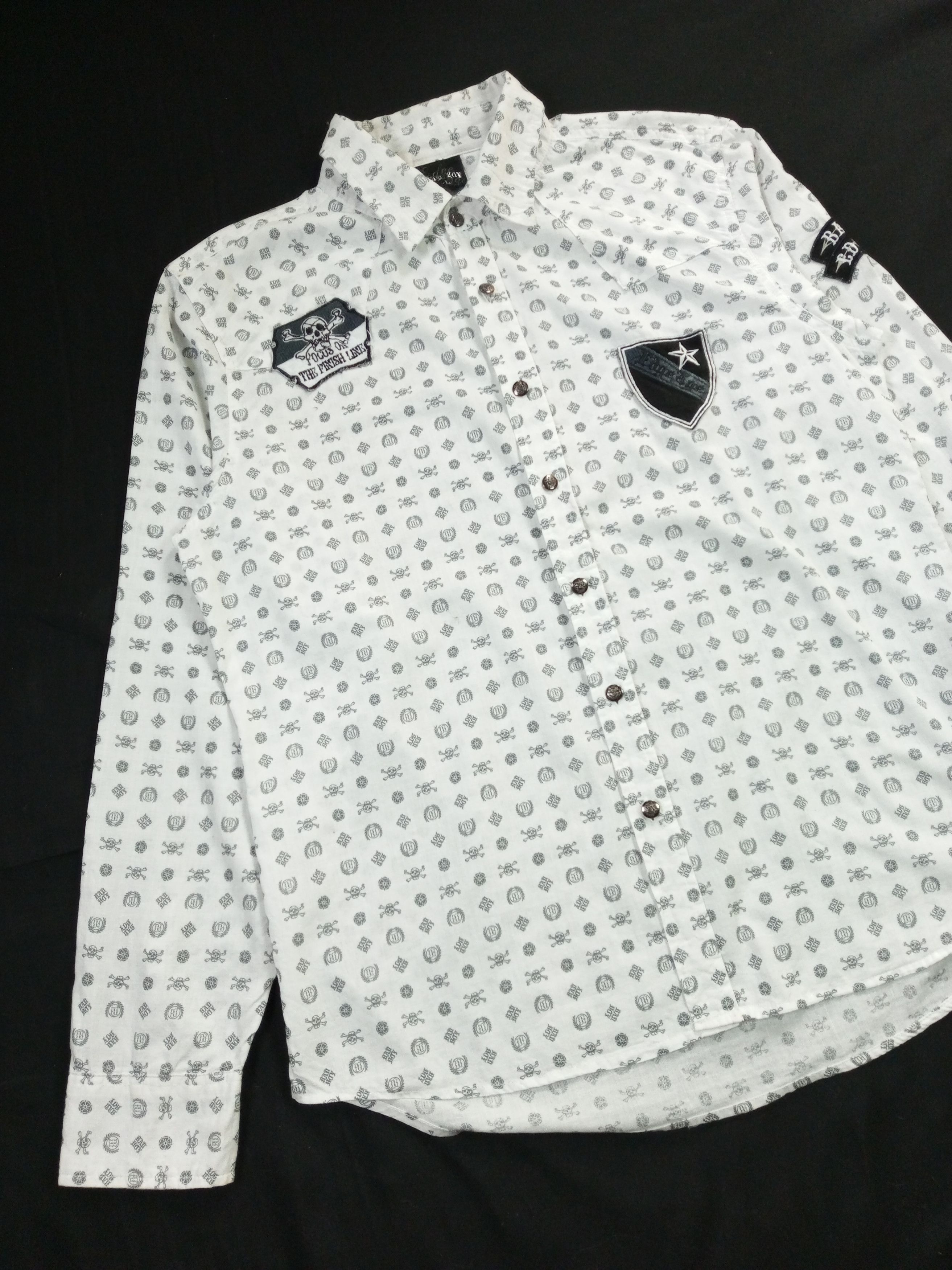 Japanese Brand Badboy full Skull print Y2K Poem Shirt Size US L / EU 52-54 / 3 - 3 Thumbnail