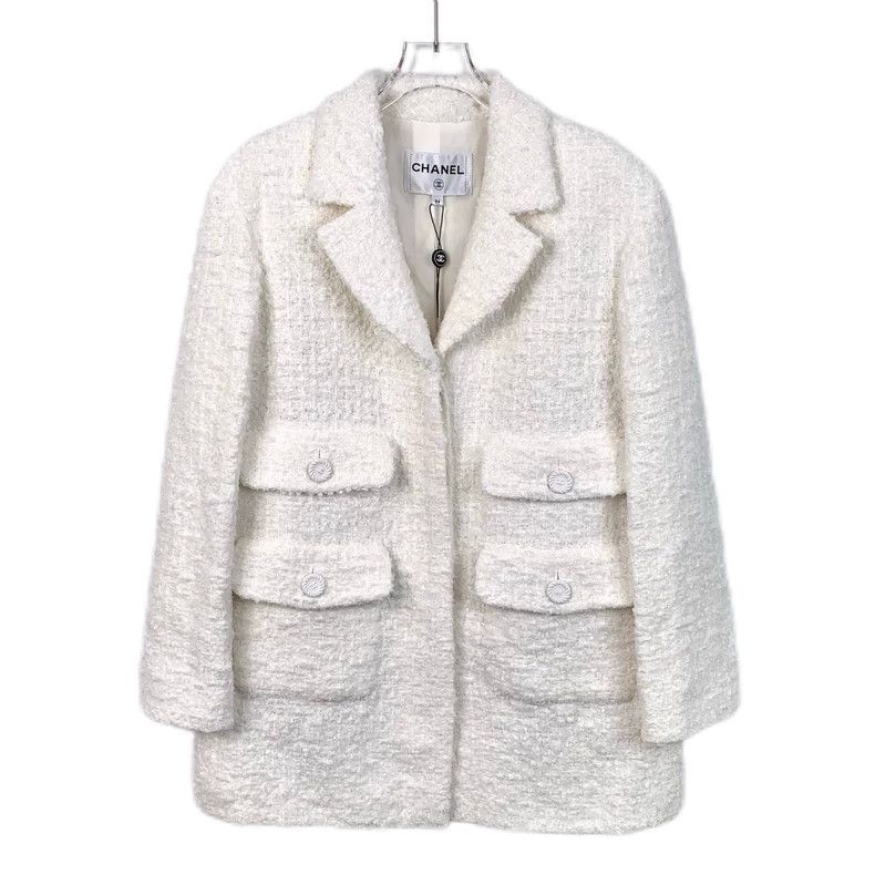 Chanel Chanel White Knit Tweed Jacket-dmc Size US XXS / EU 40 - 1 Thumbnail