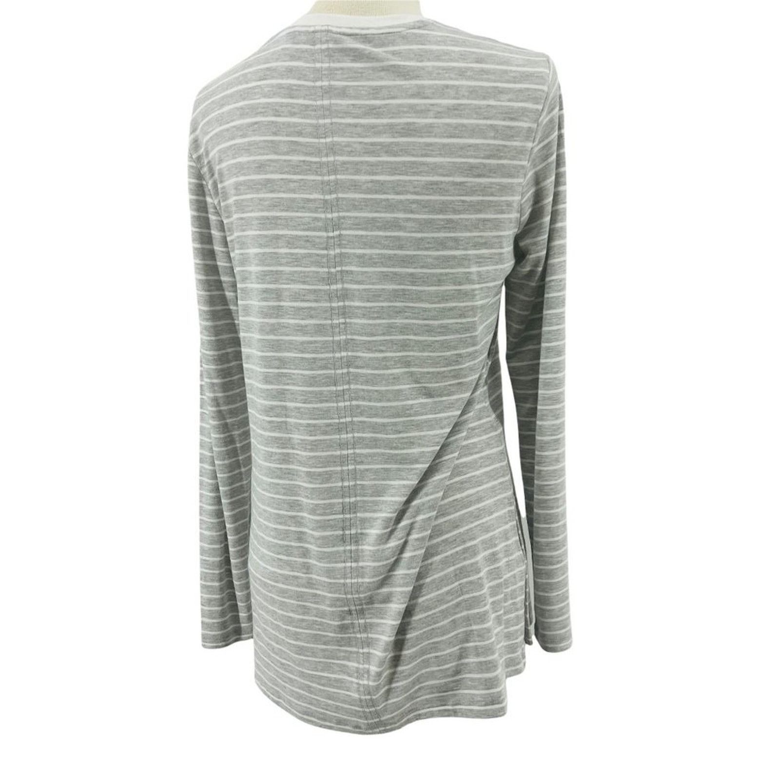 Athleta Athleta Threadlight Striped Long Sleeve Shirt Grey Cream Size S / US 4 / IT 40 - 7 Thumbnail