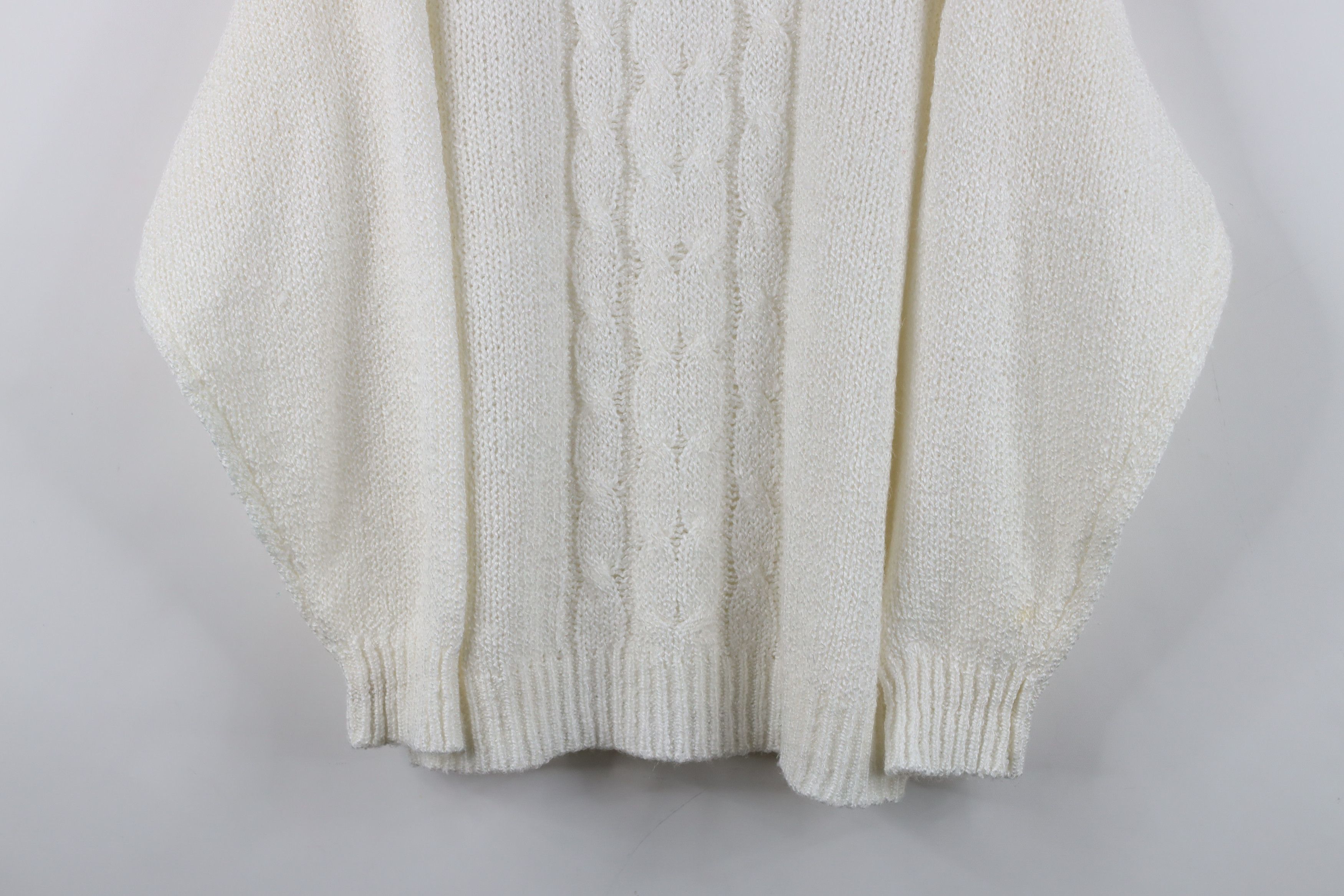 Vintage Vintage 90s Streetwear Crochet Cable Knit Collared Sweater Size L / US 10 / IT 46 - 3 Thumbnail