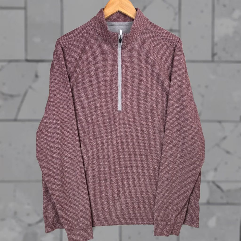 johnnie-O johnnie-O Mens 1/4 Zip Pullover Shirt Windshirt Basketweave Oxblood Red Size US L / EU 52-54 / 3 - 1 Thumbnail