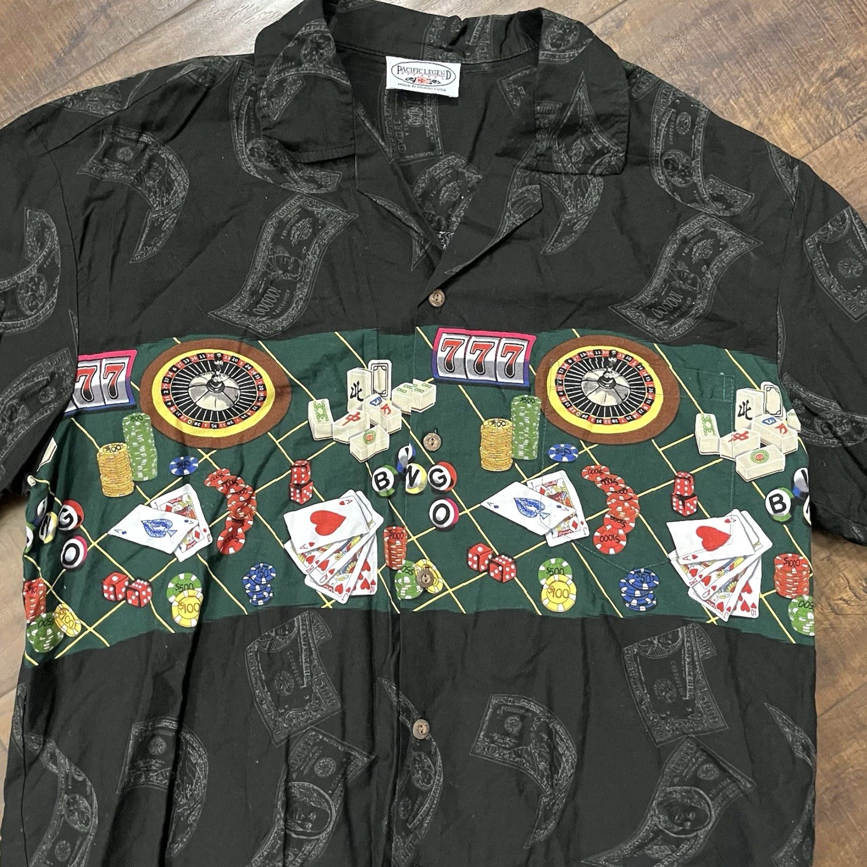 Vintage VINTAGE Pacific Legend Hawaiian Shirt Mens XL Black Card Poker Casino Gamble Shirt Size US XL / EU 56 / 4 - 2 Thumbnail