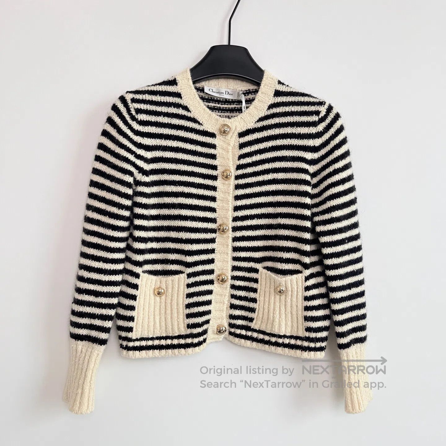 Dior Dior Striped Jacquard Patch Pocket Single Breasted Cardiga Size XS / US 0-2 / IT 36-38 - 1 Thumbnail