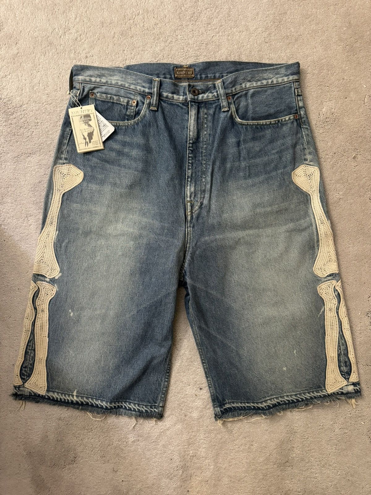 Kapital Kapital Kountry Bone Denim Shorts Size US 38 / EU 54 - 1 Thumbnail