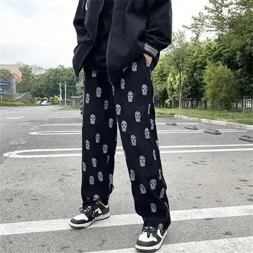 Japanese Brand Skully Full Print Casual Summer Baggy Pants Men Size US 30 / EU 46 - 1 Thumbnail