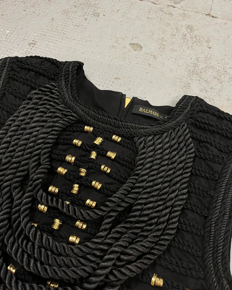 Balmain 2015 Balmain H&M Gold-Beaded Black Tank Top Size S / US 4 / IT 40 - 6 Thumbnail