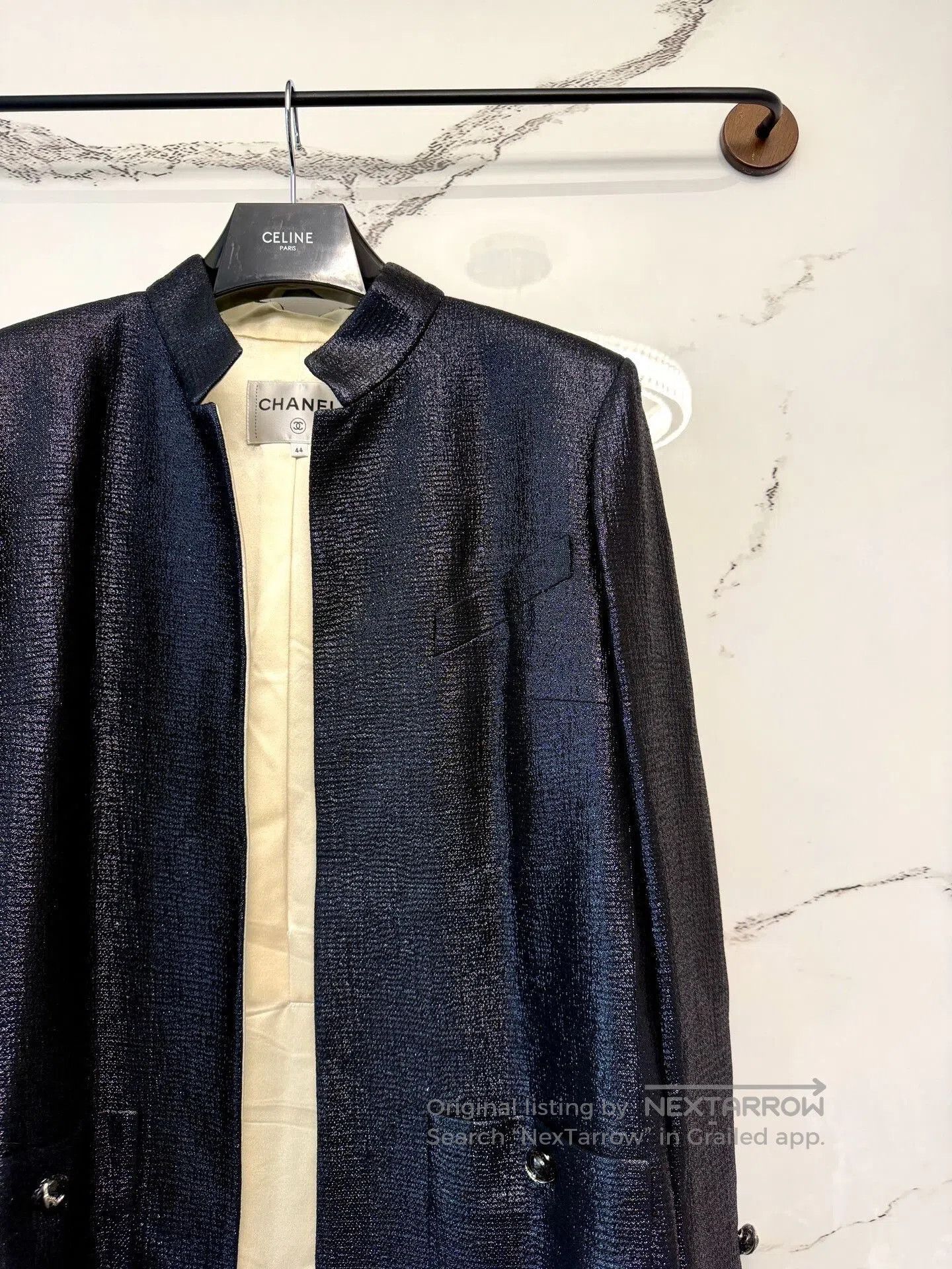 Chanel black silk stand collar jacket. Size M / US 6-8 / IT 42-44 - 2 Thumbnail