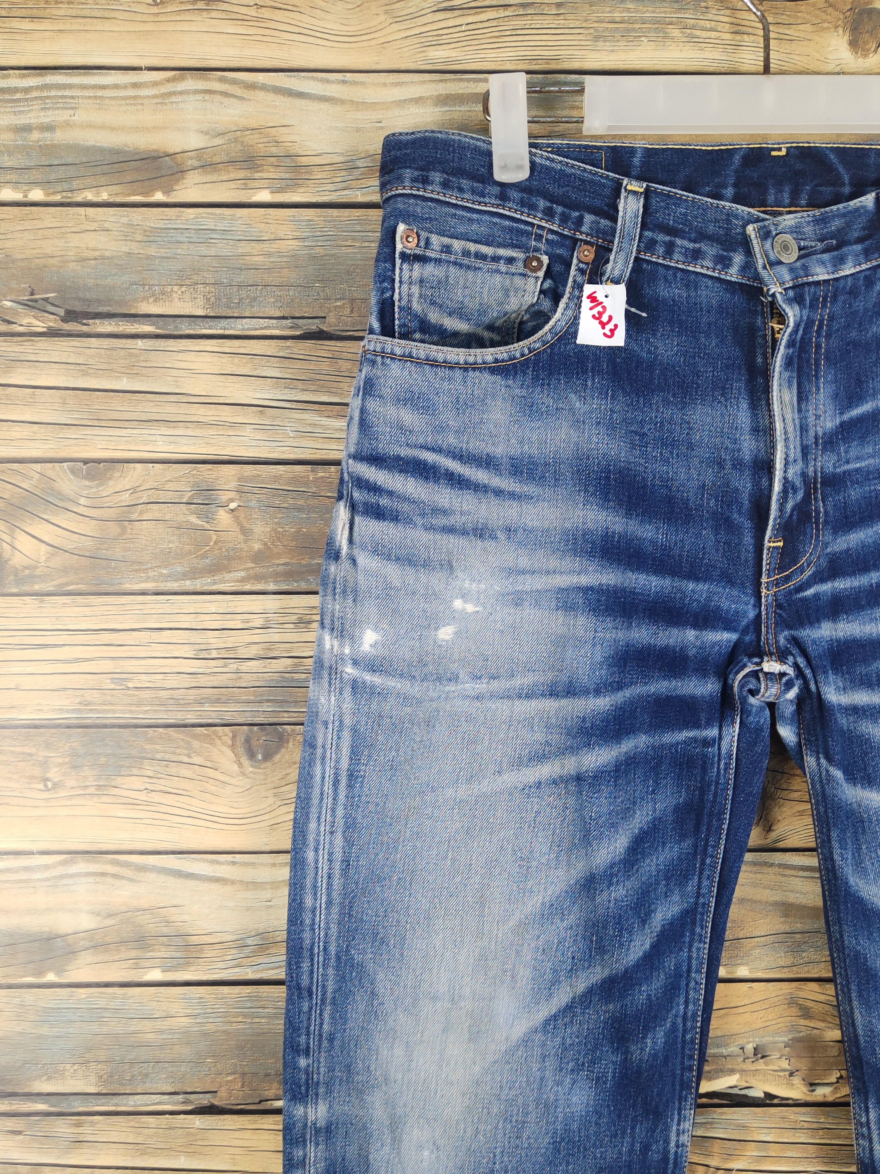 Levi's Vintage Levis 502 Redline Selvedge Faded Blue Jeans #W1323 Size US 33 - 3 Thumbnail