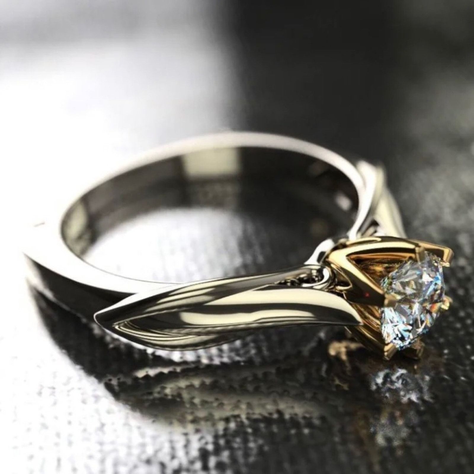 Jewelry 18kt gold and sterling silver 7mm CZ cocktail ring 8 NIB Size ONE SIZE - 11 Thumbnail