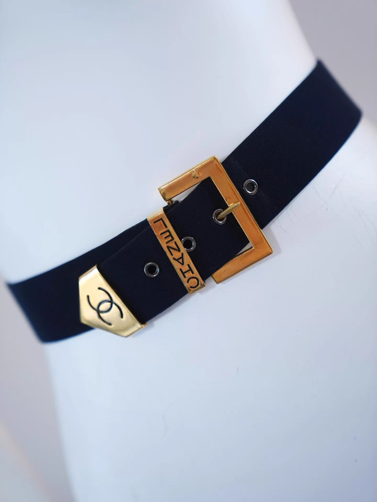 Chanel Chanel Vintage Navy CC Buckle Belt 3.6cm XS Size ONE SIZE - 4 Thumbnail