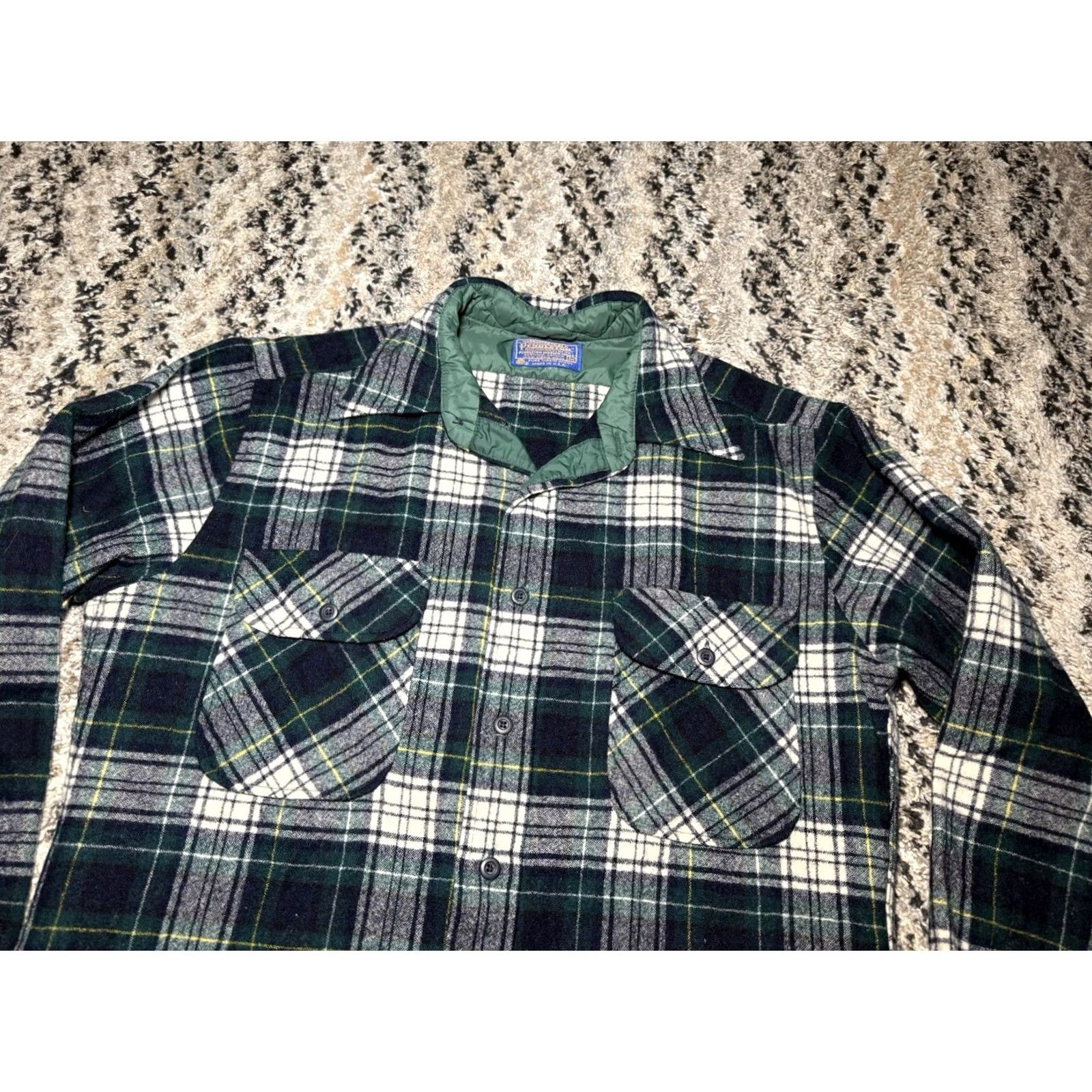 Pendleton VINTAGE Pendleton Shirt Medium Green Campbell Tartan Wool Button Up Plaid Flannel Mens Size US M / EU 48-50 / 2 - 2 Thumbnail