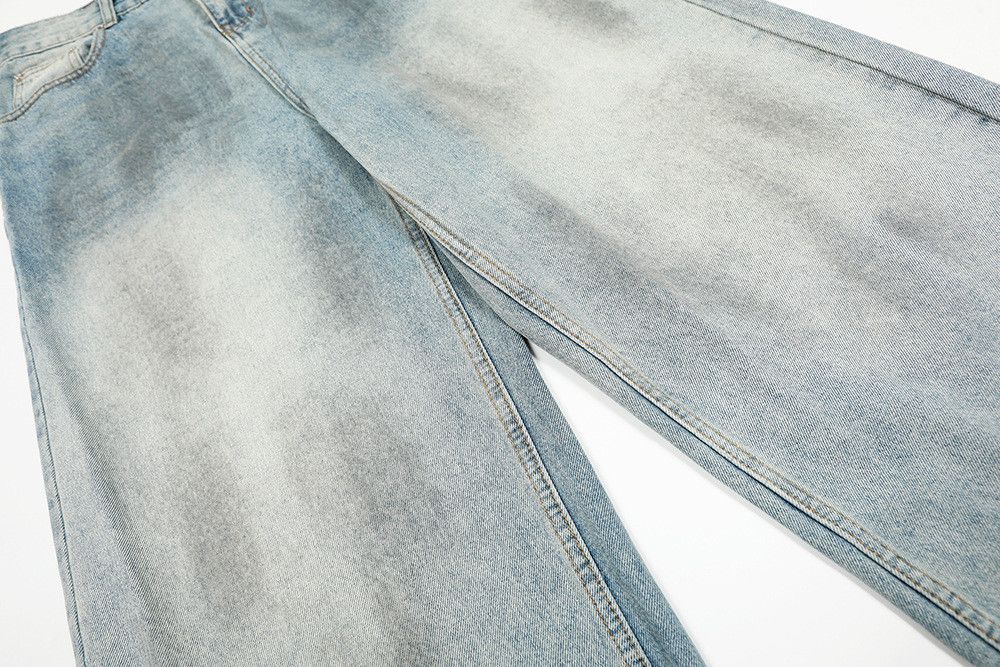 Vintage American retro wide-leg loose distressed jeans for men Size US 32 / EU 48 - 4 Thumbnail
