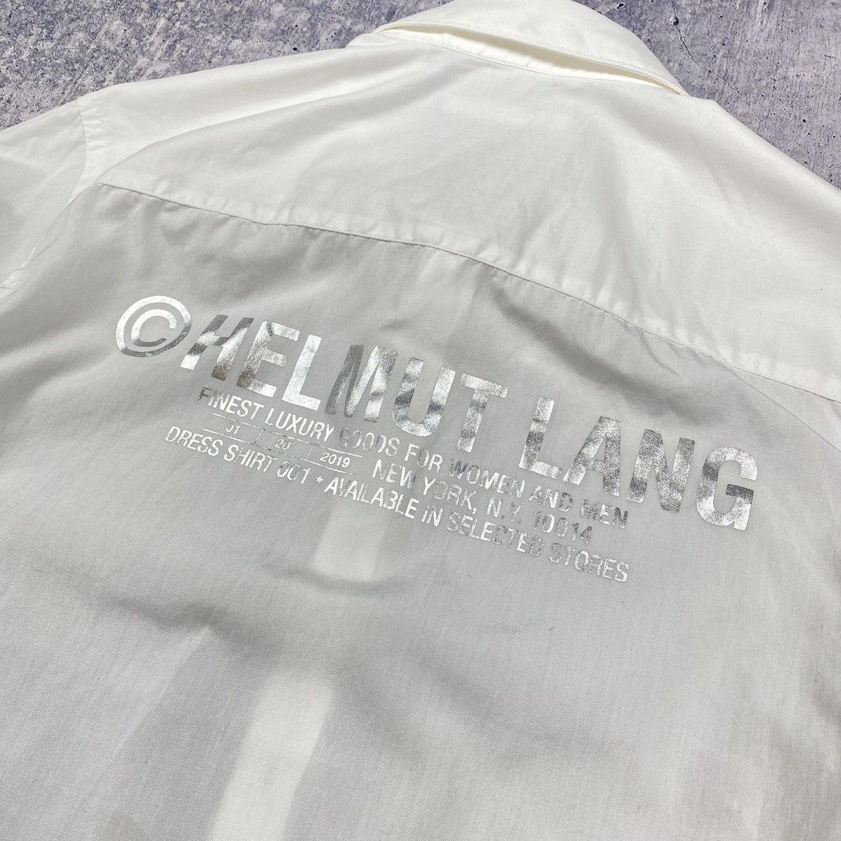 Helmut Lang Helmut Lang Silver Back Print Shirt White Classic Men Size M Size US M / EU 48-50 / 2 - 3 Thumbnail