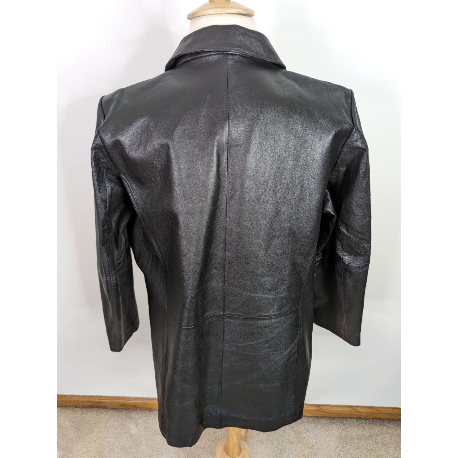 Vintage VINTAGE Y2K Womens XL Leather Blazer Jacket Black Button Moto Bomber Biker Size XL / US 12-14 / IT 48-50 - 3 Thumbnail