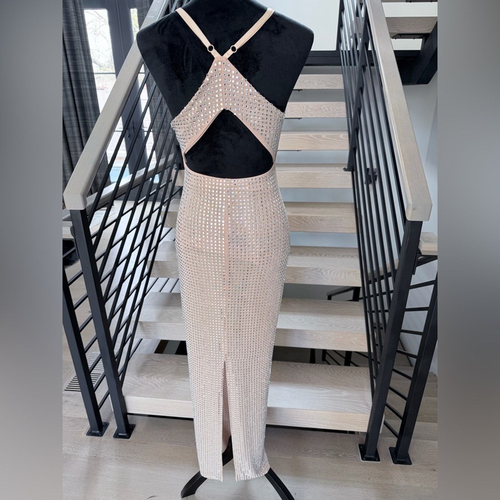 Other New Beige rhinestone Evening Wedding Cocktail Dress size S Size S / US 4 / IT 40 - 10 Thumbnail