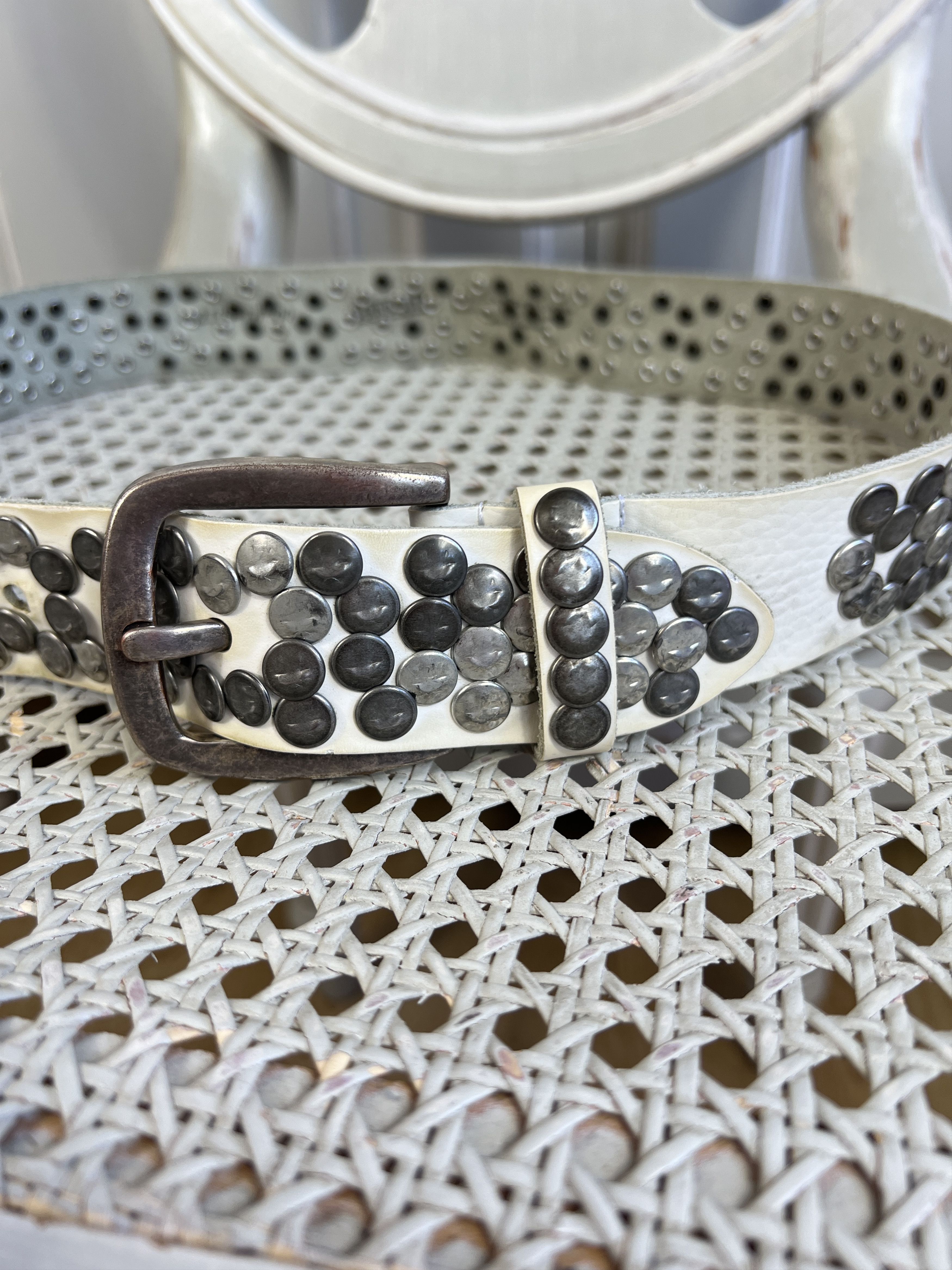 Japanese Brand × Vintage VINTAGE 90S REAL LEATHER BELT METAL BB SIMON STYLE Size ONE SIZE - 5 Thumbnail