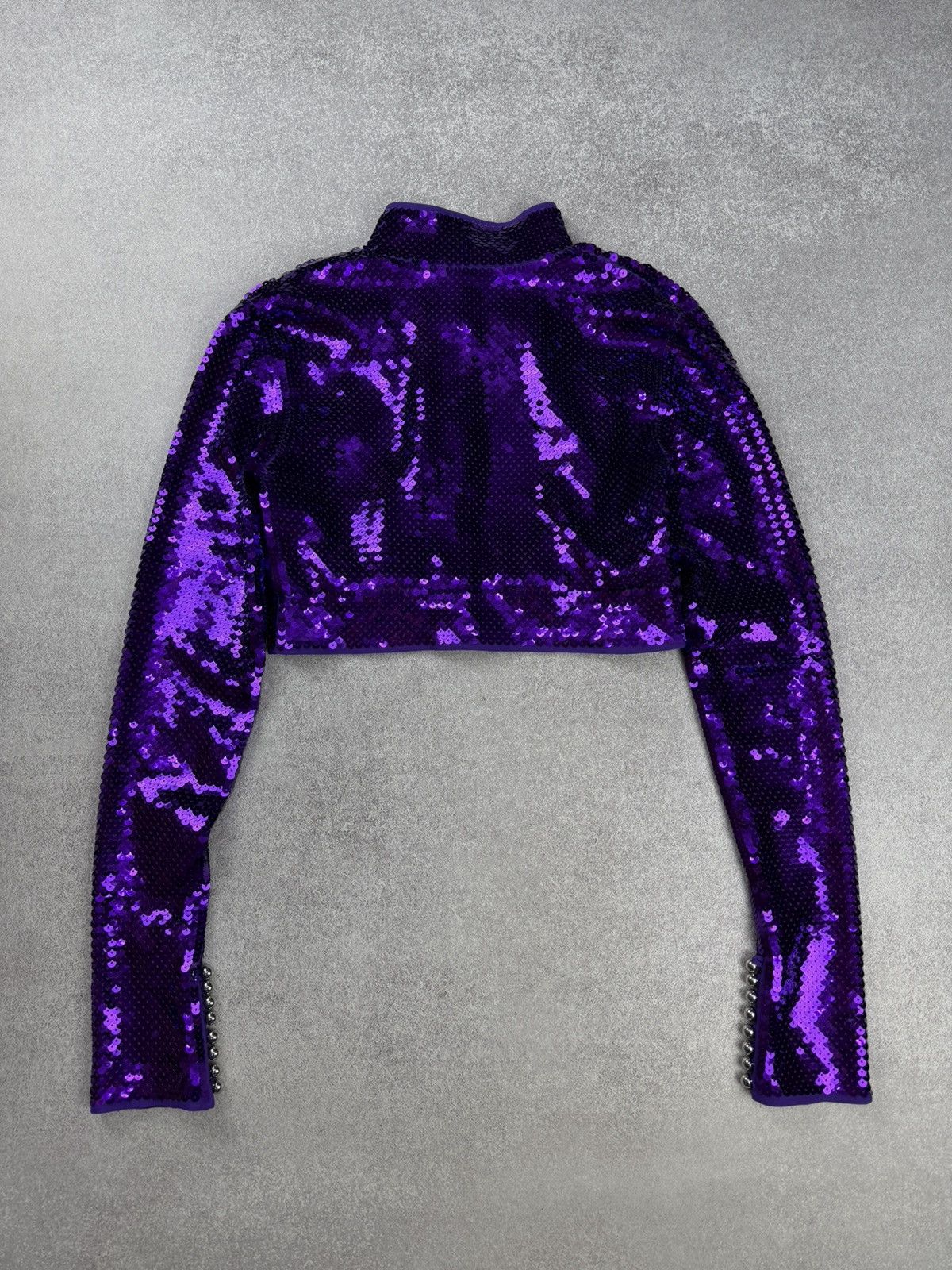 Paco Rabanne Paco Rabbane H&M Purple Sequin Suit Crop Top and Pants S Size S / US 4 / IT 40 - 6 Thumbnail
