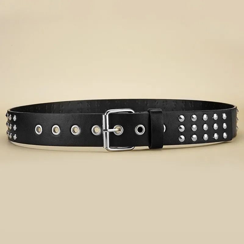 Other 110cm Round Studded Punk Biker Belt Size ONE SIZE - 2 Thumbnail