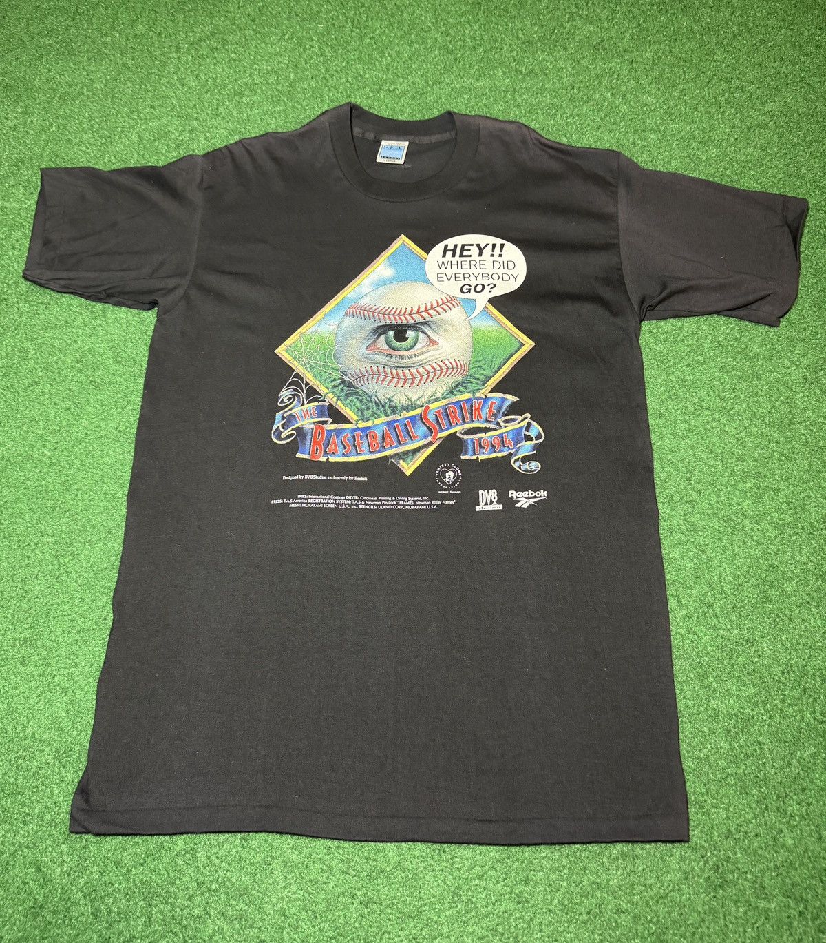 Vintage Baseball Strike RARE Reebok Test Print Promo XL/XXL T Shirt Size US XL / EU 56 / 4 - 1 Thumbnail