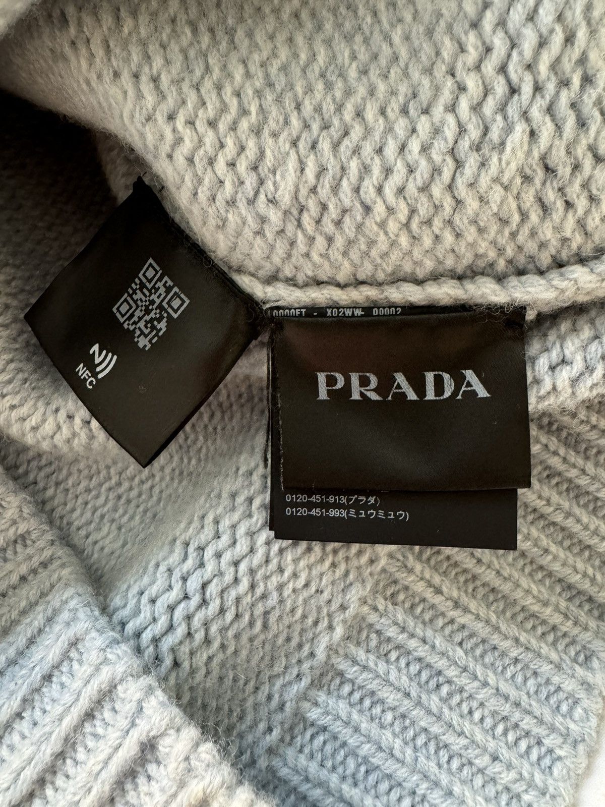 Prada Ice Blue AW22 Oversized V-Neck Sweater Size US M / EU 48-50 / 2 - 4 Thumbnail