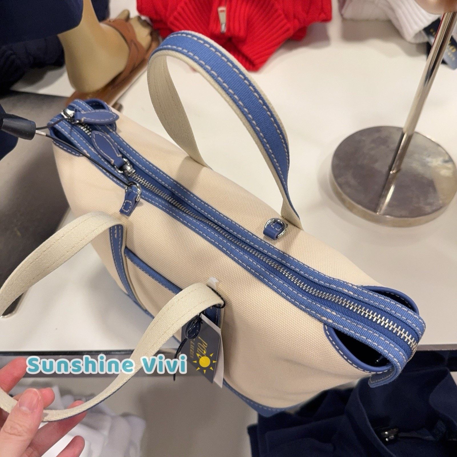Polo Ralph Lauren NWT Polo Ralph Lauren Canvas Tote Bag Crossbody Ecru /blue Size ONE SIZE - 5 Thumbnail