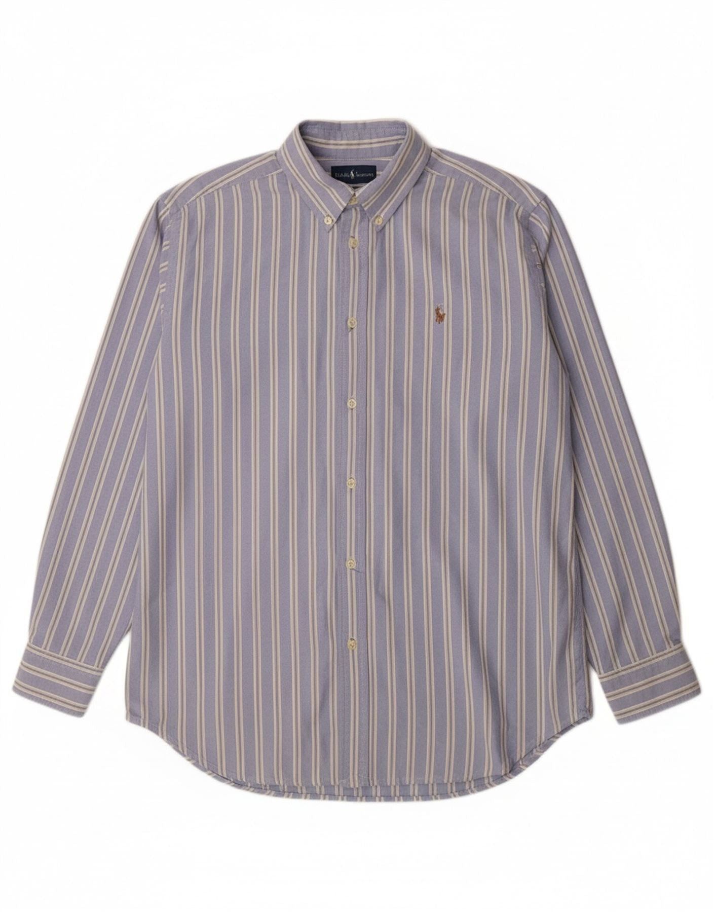 Ralph Lauren Boys Shirt 14-15 Years Large Blue Striped Cotton Size L / US 10 / IT 46 - 1 Thumbnail