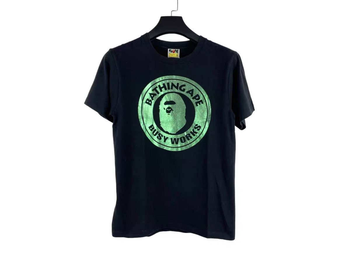 Bape Bape Holographic Green Logo Print Short Sleeve Tee J31 Size US S / EU 44-46 / 1 - 1 Thumbnail