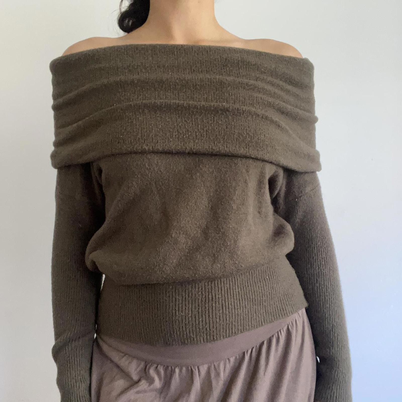 Other Dark green earth tone off-the-shoulder sweater Size S / US 4 / IT 40 - 2 Thumbnail