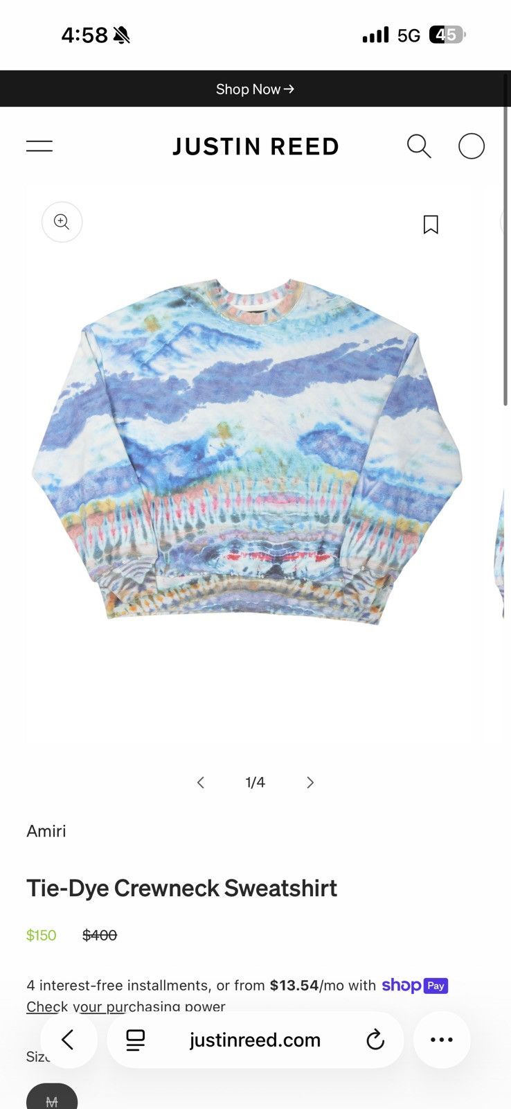 Amiri Amiri Tye-Dye Sweatshirt Size US S / EU 44-46 / 1 - 7 Thumbnail