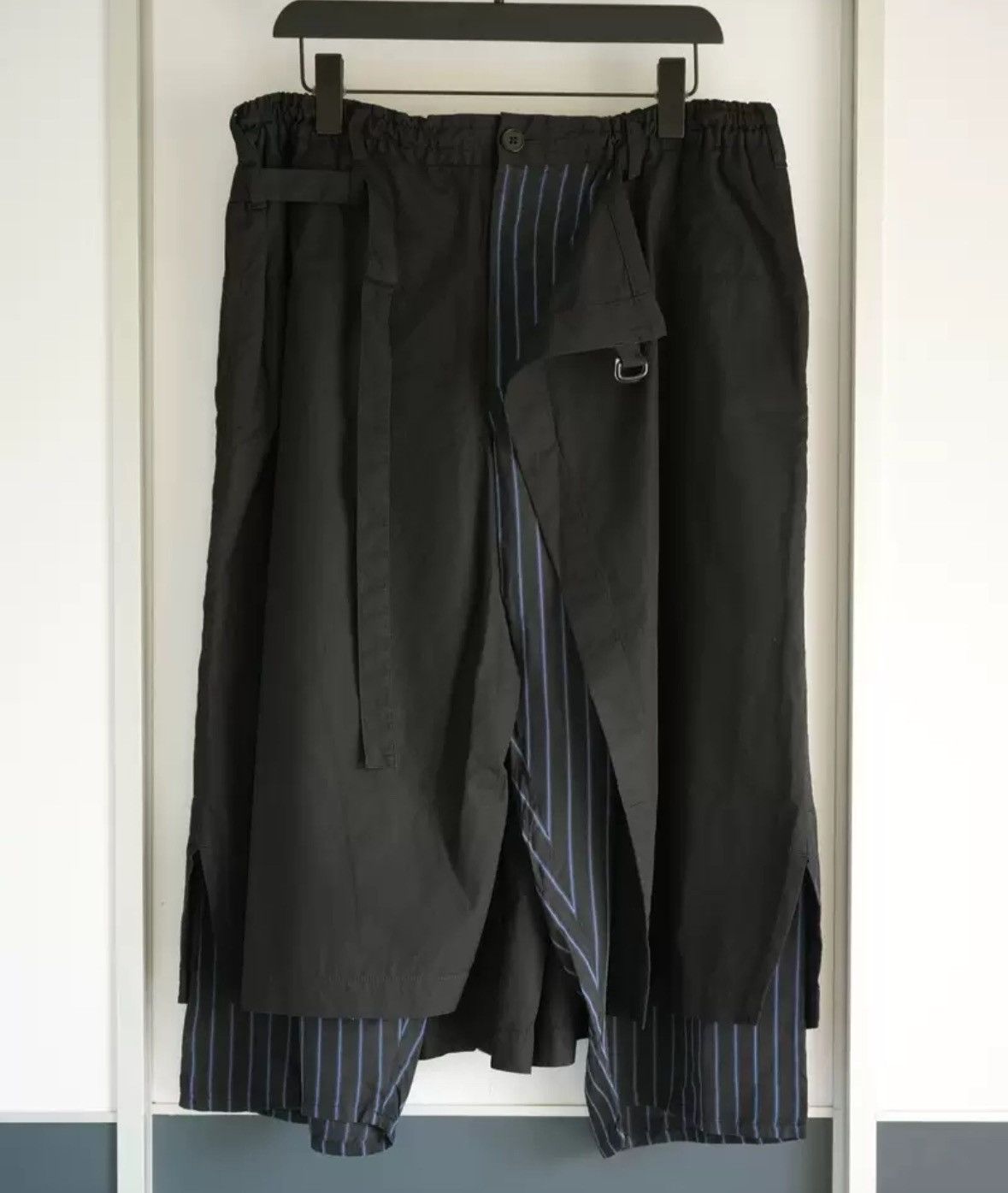Yohji Yamamoto Yohji Yamamoto blue and black striped fabric skirt pants Size US 32 / EU 48 - 3 Thumbnail