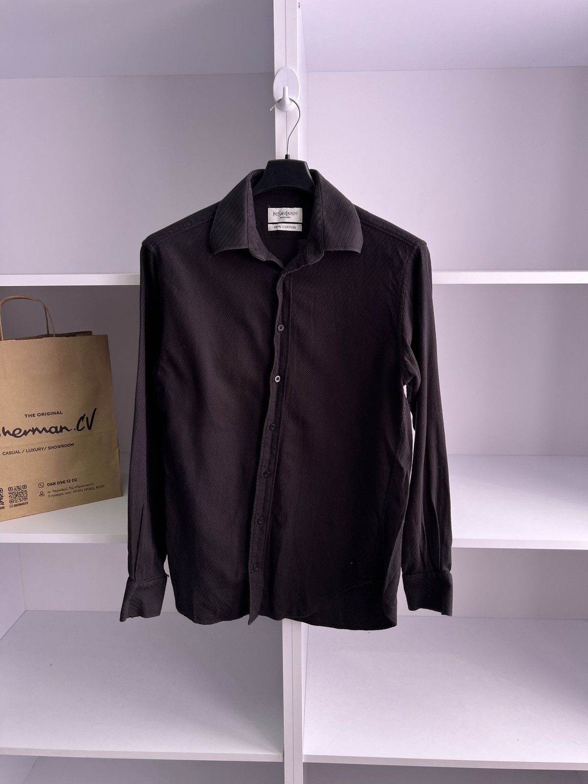 Vintage × Yves Saint Laurent Vintage Yves Saint Laurent Luxury Black Button up Shirt Size US S / EU 44-46 / 1 - 3 Thumbnail
