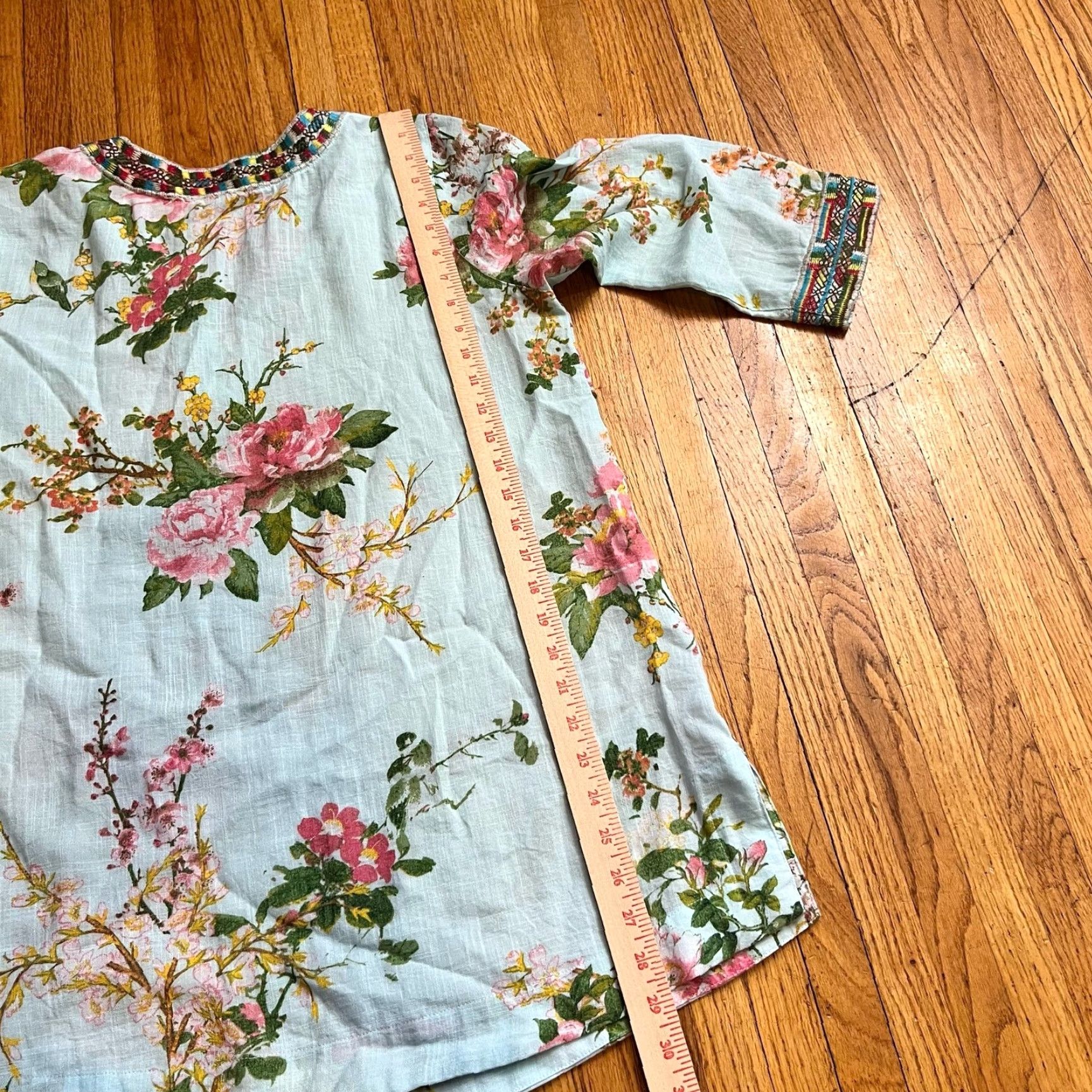 Soft Surroundings Soft Surroundings Shirt Womens Medium Merielle BOHO Floral Embroidered Tunic Green M Womens Blouse Size M / US 6-8 / IT 42-44 - 6 Thumbnail