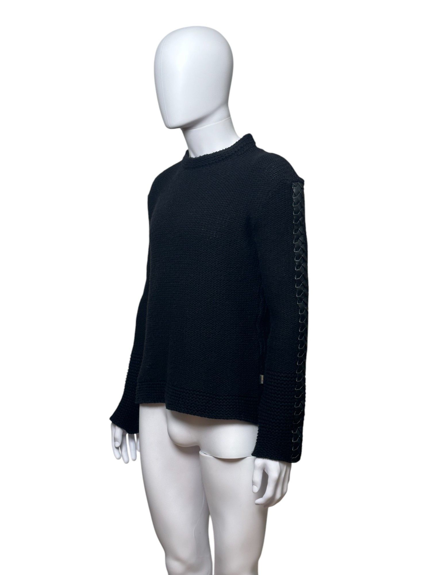 Just Cavalli Python Sleeve Wool Black Sweater Size US L / EU 52-54 / 3 - 2 Thumbnail