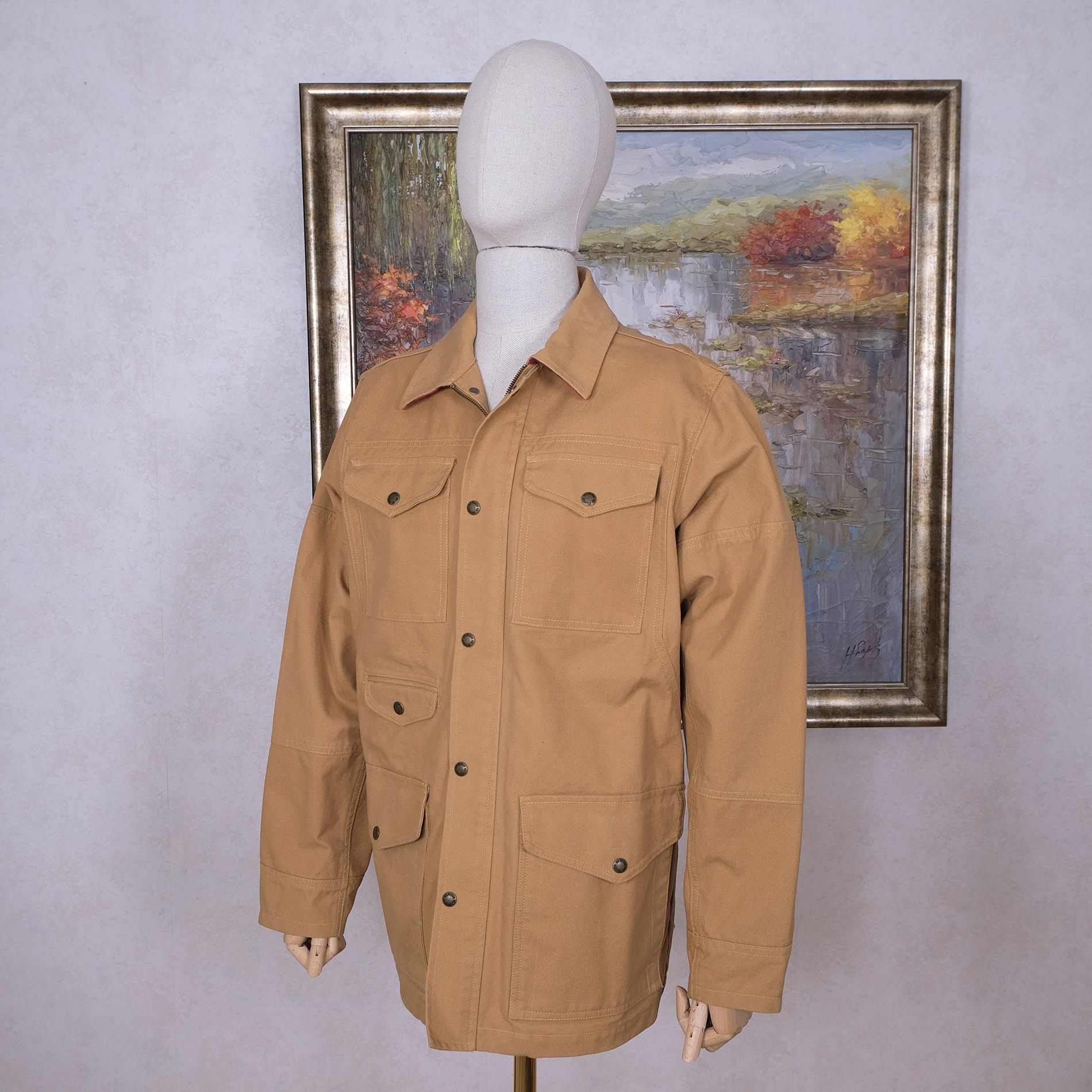 Filson Filson, tan wax cotton jacket, size L, Tin Coat Barn Jacket Size US L / EU 52-54 / 3 - 3 Thumbnail