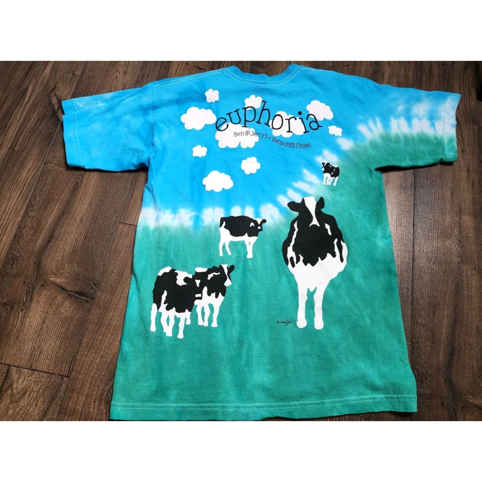 Vintage Mens L Ben & Jerry’s Ice Cream Euphoria AOP Tie Dye T Shirt Made In USA Size US L / EU 52-54 / 3 - 2 Thumbnail