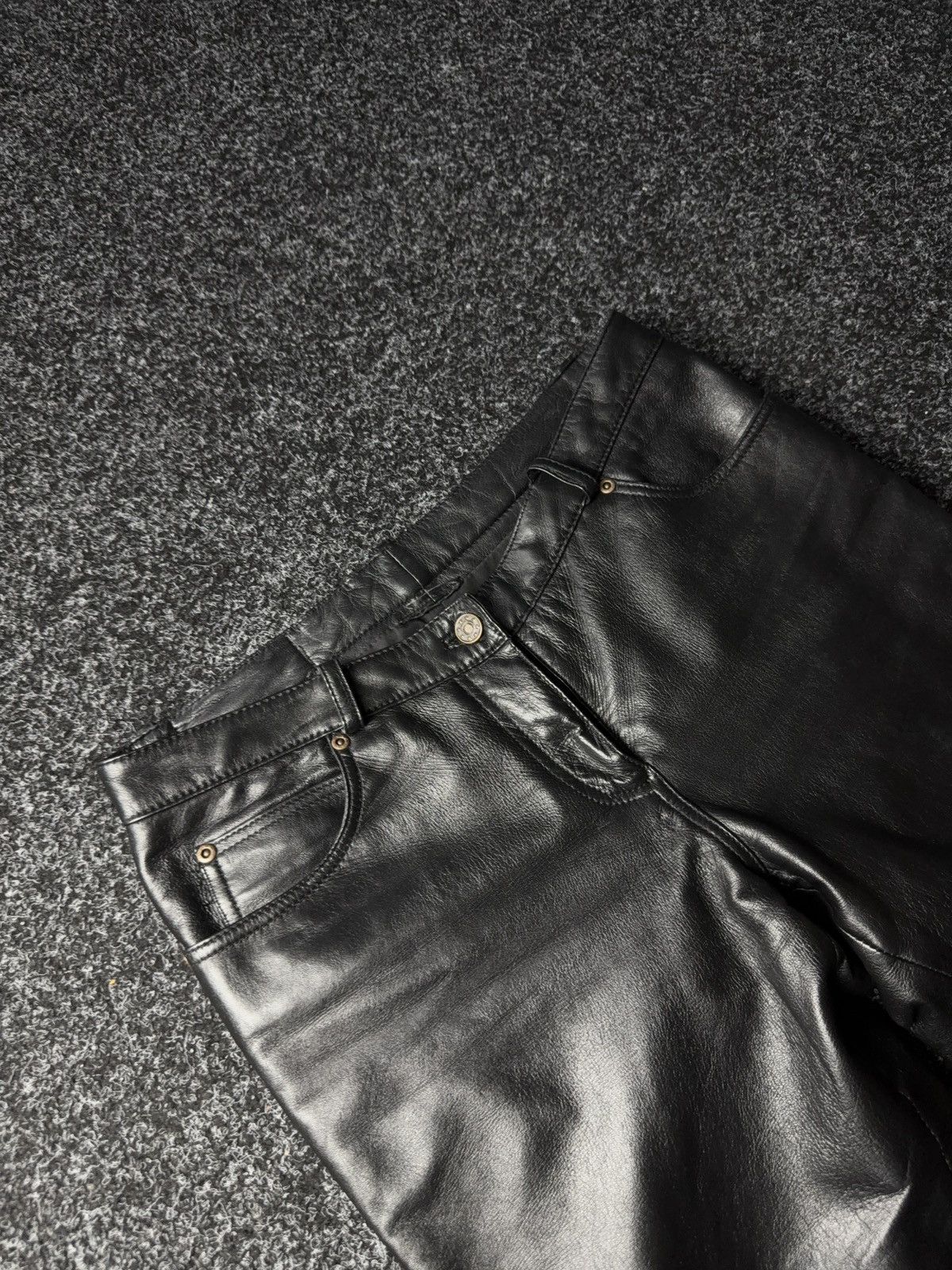 Japanese Brand 🔥VNTG Leather Biker Opium Flared Pants Avant Garde Gothic Size 30" / US 8 / IT 44 - 6 Thumbnail