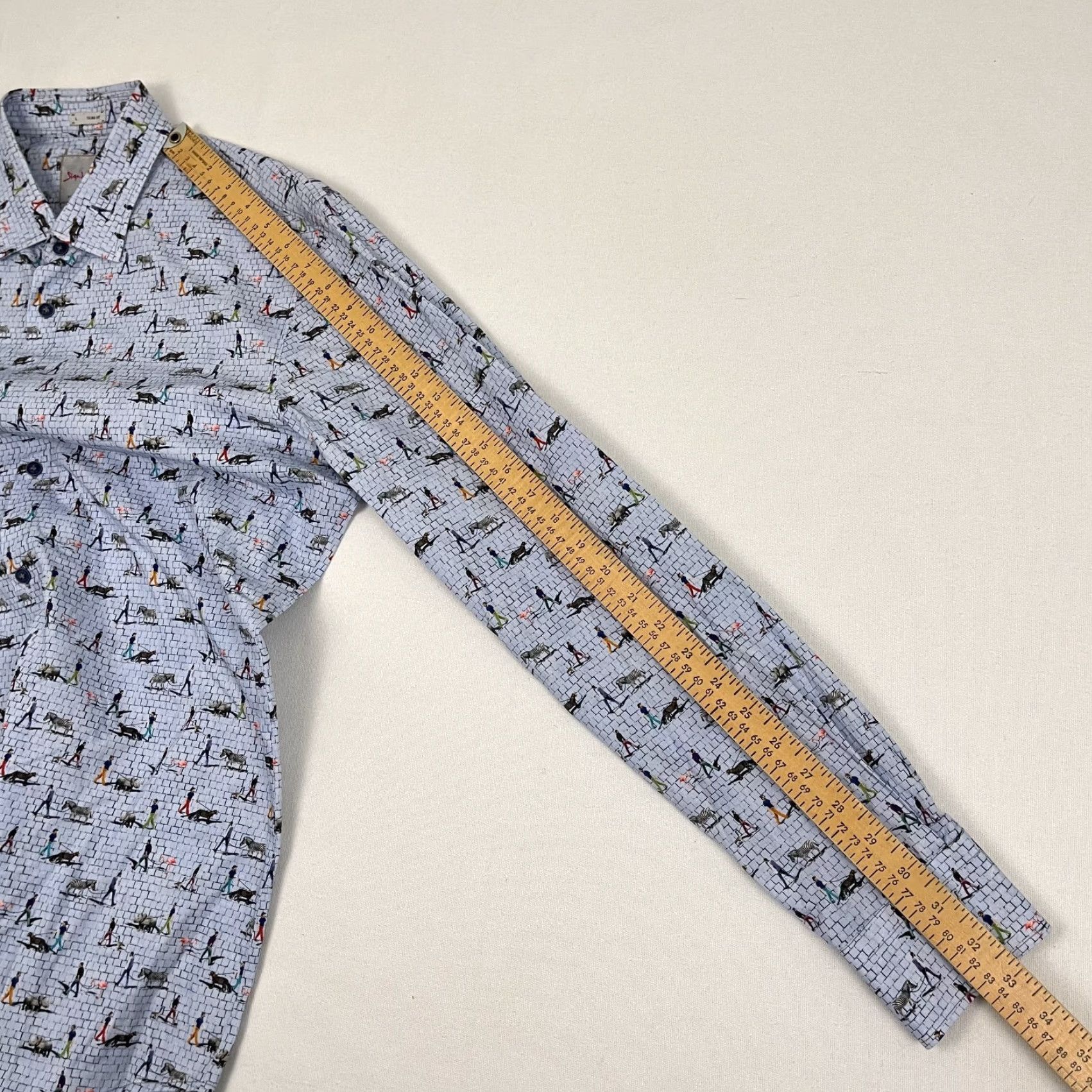 Vintage Signum Berlin Shirt Mens Large Slim Geometric Blue Cotton Button-Up Size US L / EU 52-54 / 3 - 7 Thumbnail