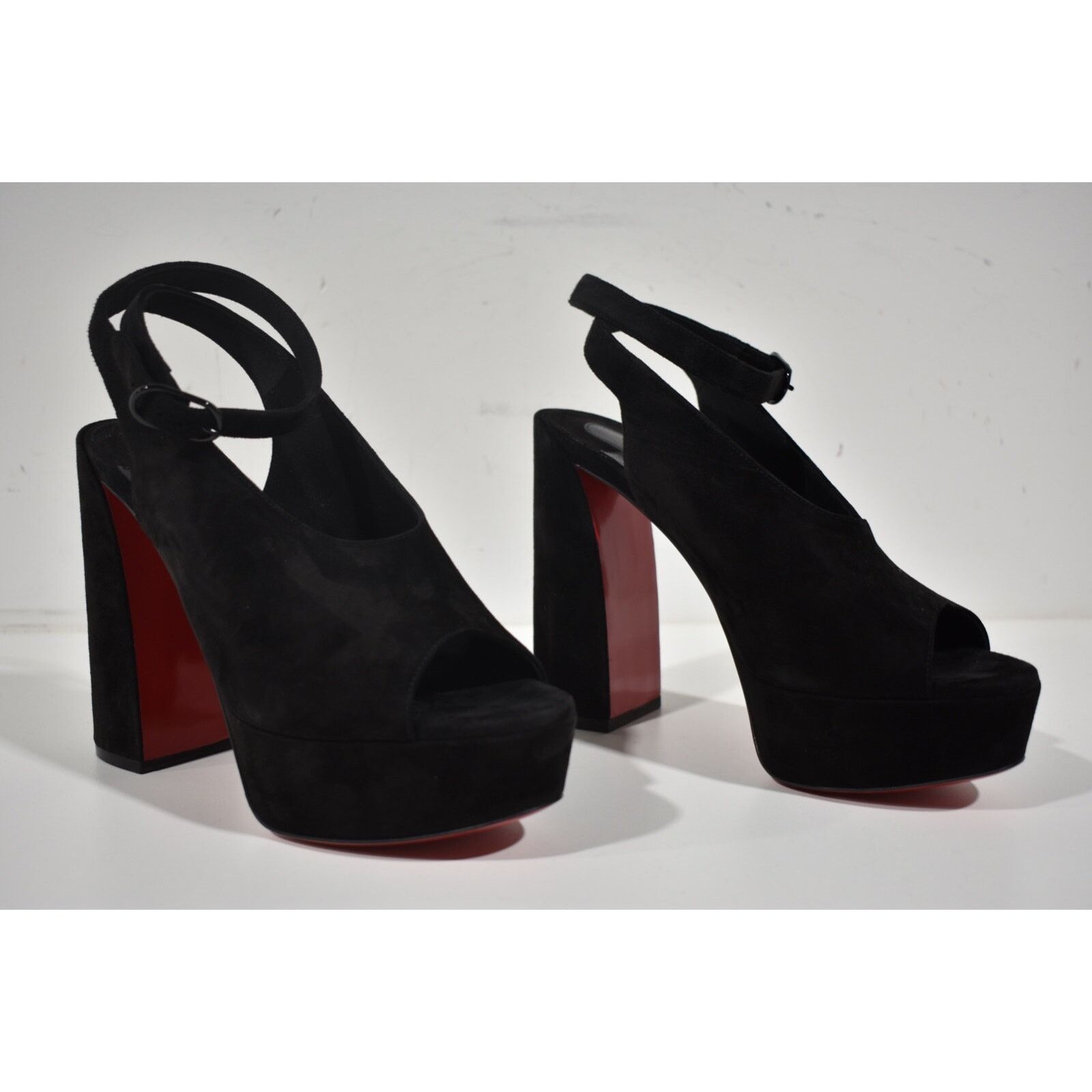 Christian Louboutin Movida Irina 130 Black Platform Sandal Block Heel Pump 40 Size US 10 / IT 40 - 4 Thumbnail