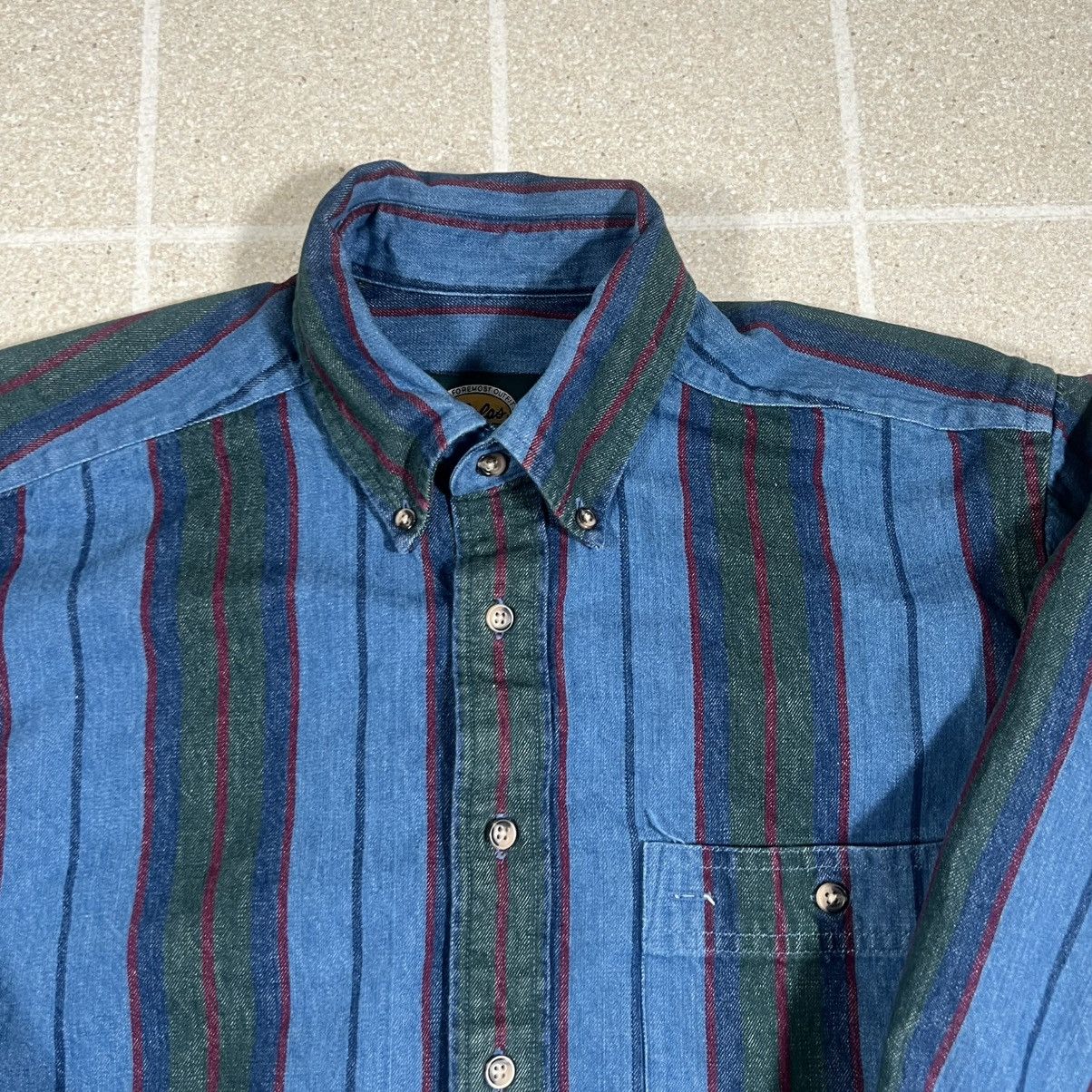 Cabelas Vintage Cabelas Denim Striped Shirt Blue Outdoor Hunting Size US M / EU 48-50 / 2 - 2 Thumbnail