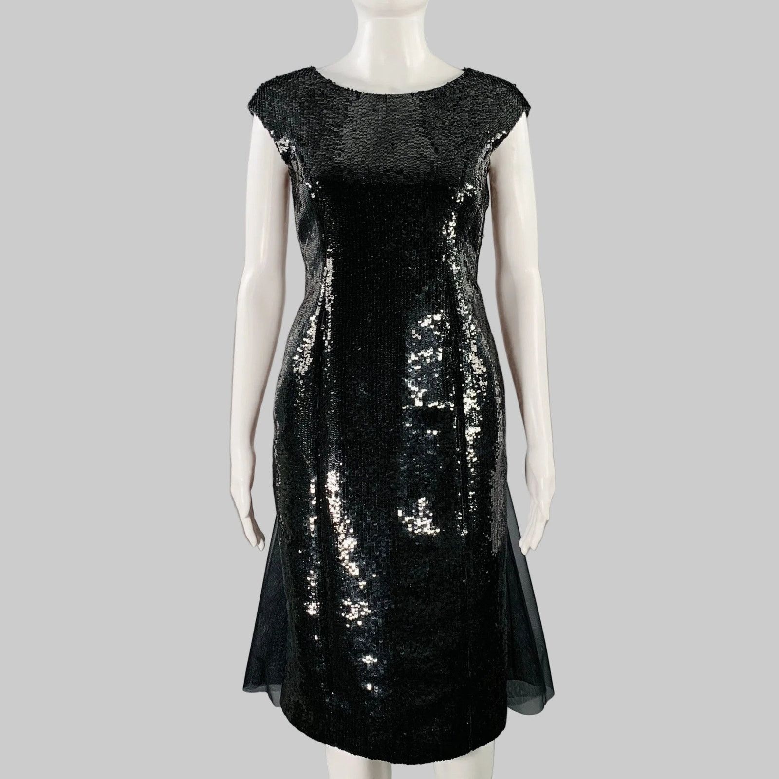 Michael Kors MICHAEL KORS Black Wool Silk Sequined Shift Dress Size XS / US 0-2 / IT 36-38 - 1 Thumbnail