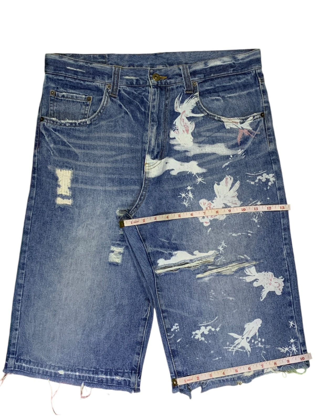 Japanese Brand Vintage Japanese Brand Sugoi Koi Fish Baggy Jean Shorts Size US 35 - 18 Thumbnail