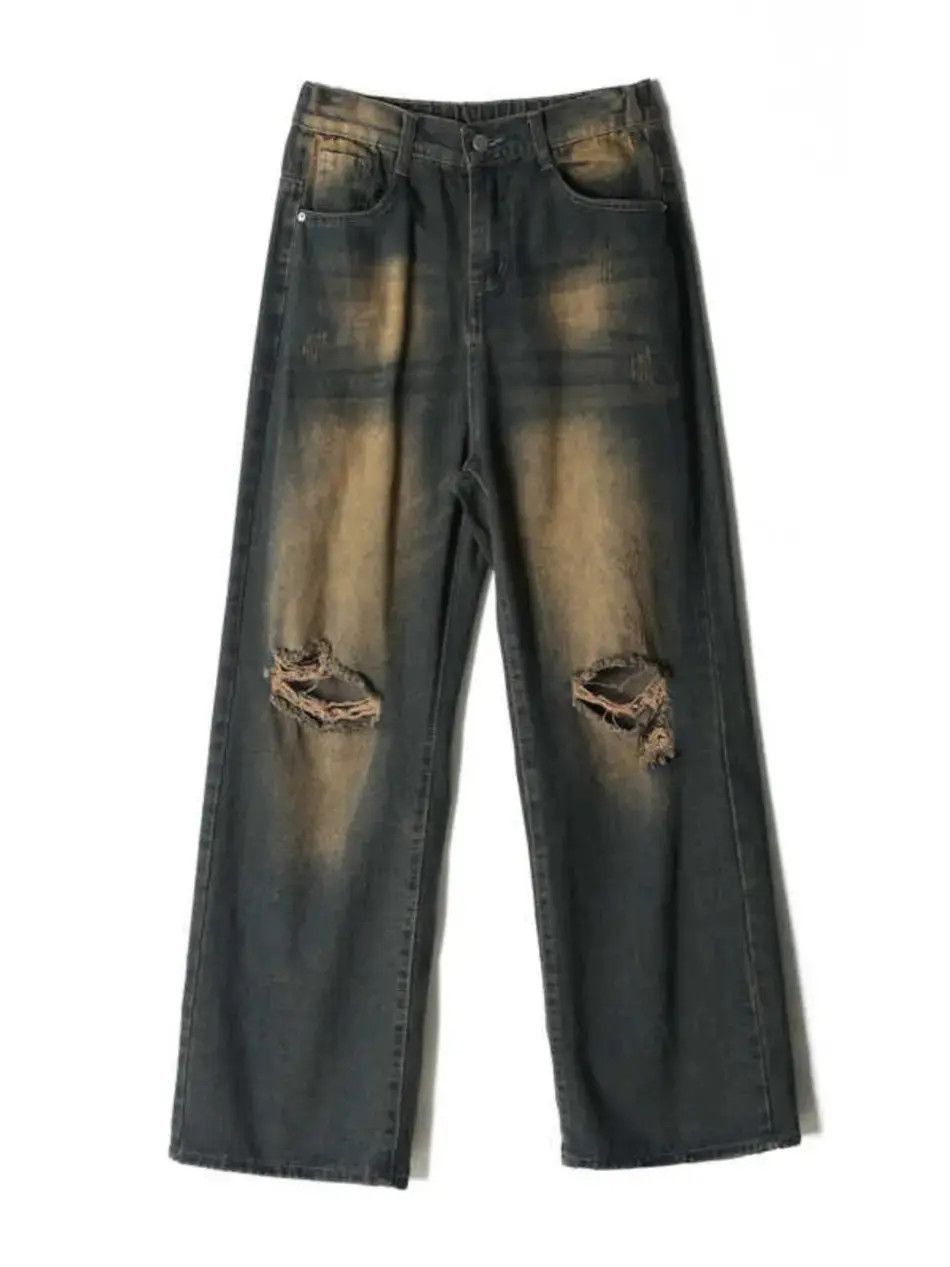 Japanese Brand Retro washed loose fitting straight leg drape jeans Size US 32 / EU 48 - 5 Thumbnail