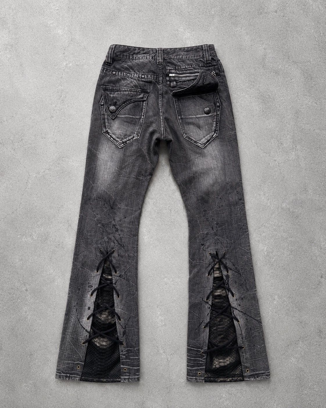 5351 POUR LES HOMMES BLUE BY BLUE laceup flare jeans Size US 29 - 2 Thumbnail