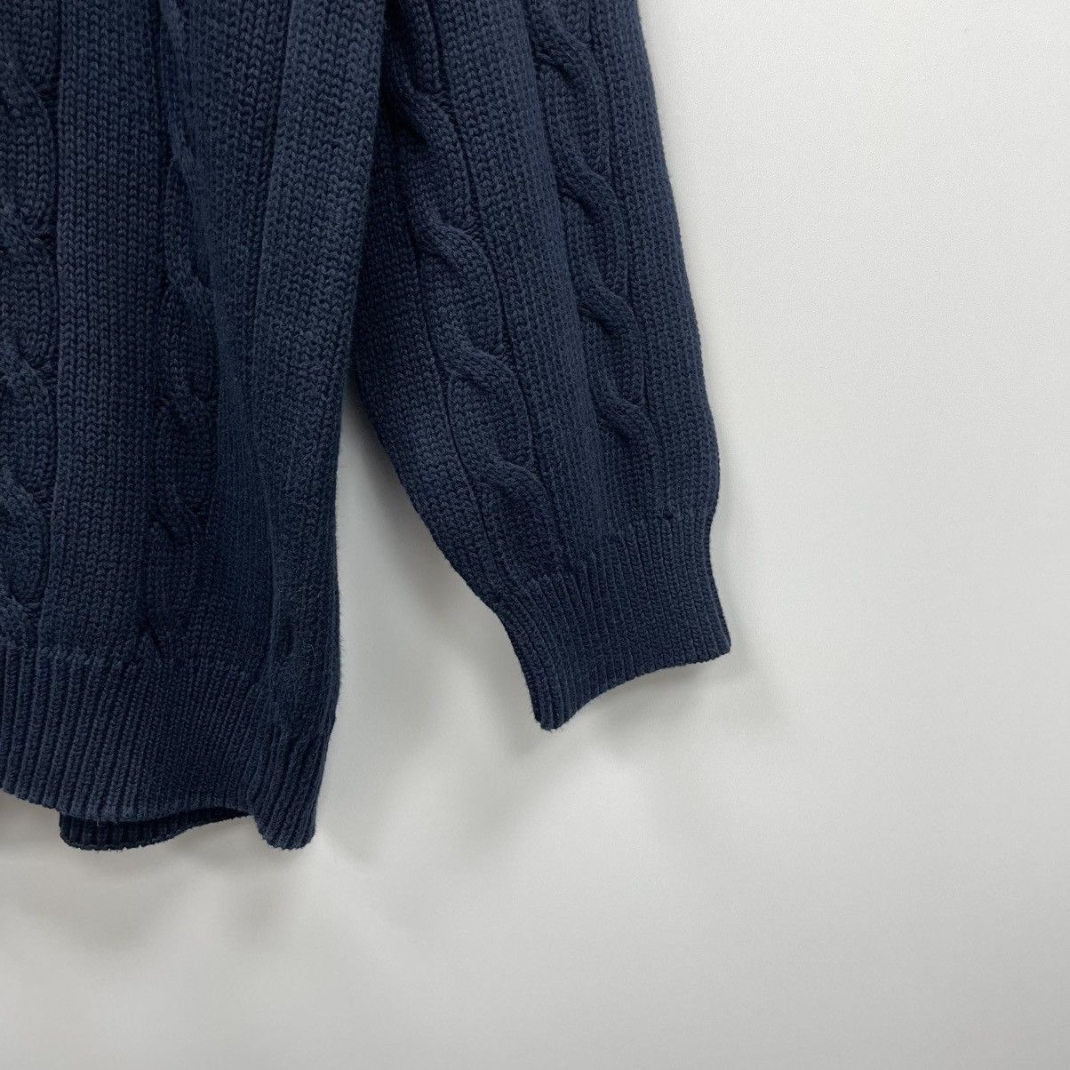 Lacoste Lacoste Sport Cotton Cable Knit Vintage V-Neck Sweater Navy Size US XL / EU 56 / 4 - 4 Thumbnail