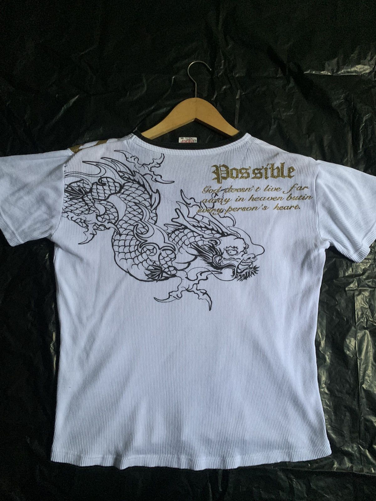 Japanese Brand Vintage Japan Y2K - Dig Deep Ribbed Dragon Print T Size US M / EU 48-50 / 2 - 9 Thumbnail