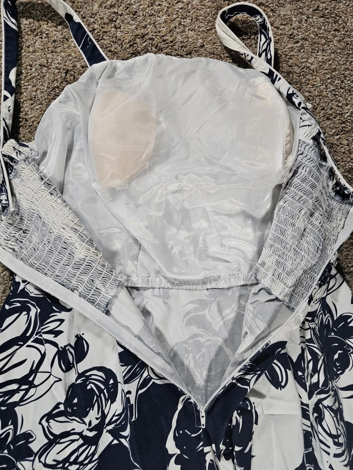 The Unbranded Brand No Brand Blue White Floral Dress 39" Long Size M / US 6-8 / IT 42-44 - 6 Thumbnail