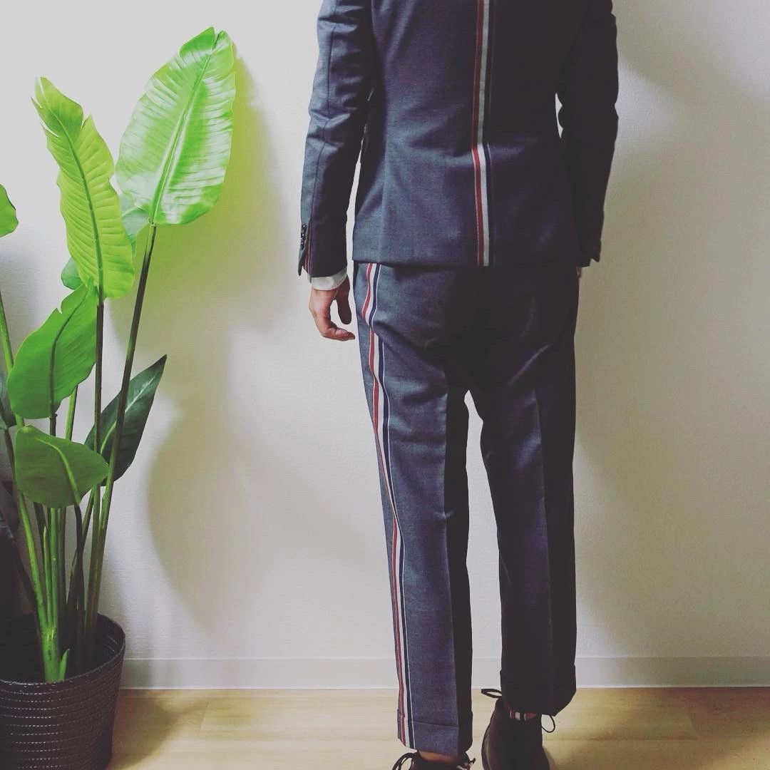 Thom Browne Thom Browne Rare Deep Gray Back Color-Blocked Slim Suit 0 Size US XS / EU 42 / 0 - 7 Thumbnail